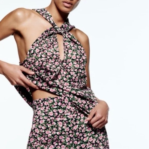 NWT Zara Floral Print Halter Top - Picture 4 of 11